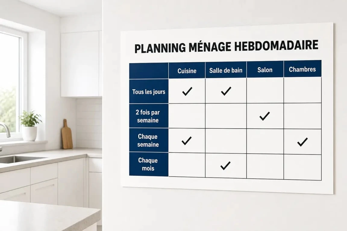 Ménage planning visuel hebdomadaire pour organiser les tâches ménagères