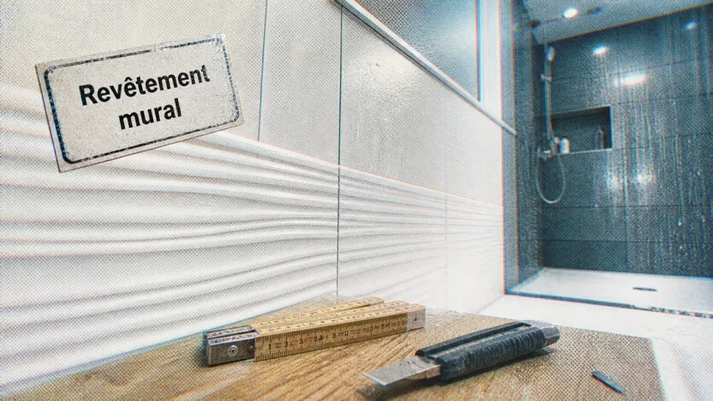 PVC, bois ou relief 3D : quel habillage mur intérieur choisir selon la pièce ? Habillage mur intérieur salle de bain en panneaux PVC effet relief