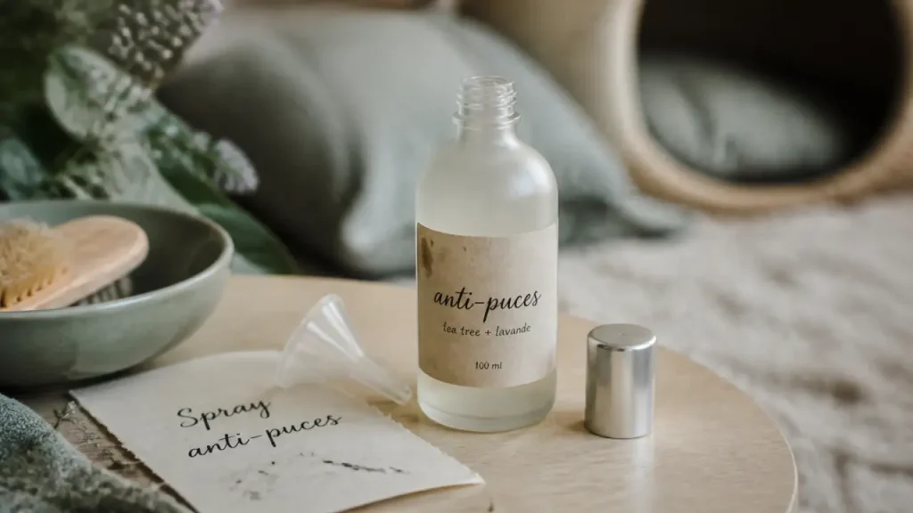 Spray anti puces maison à base d’huile essentielle anti puce maison