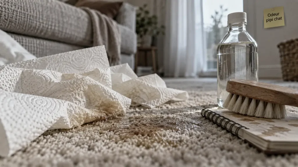 Enlever l’odeur de pipi de chat : agissez vite et adaptez le nettoyage au support Comment enlever l odeur de pipi de chat sur moquette, vinaigre et essuie-tout