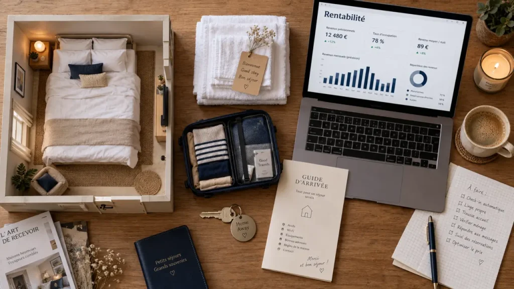 Devenir hôte Airbnb : calculez votre seuil de rentabilité avant de publier Devenir hote Airbnb : seuil de rentabilité, calcul sur ordinateur