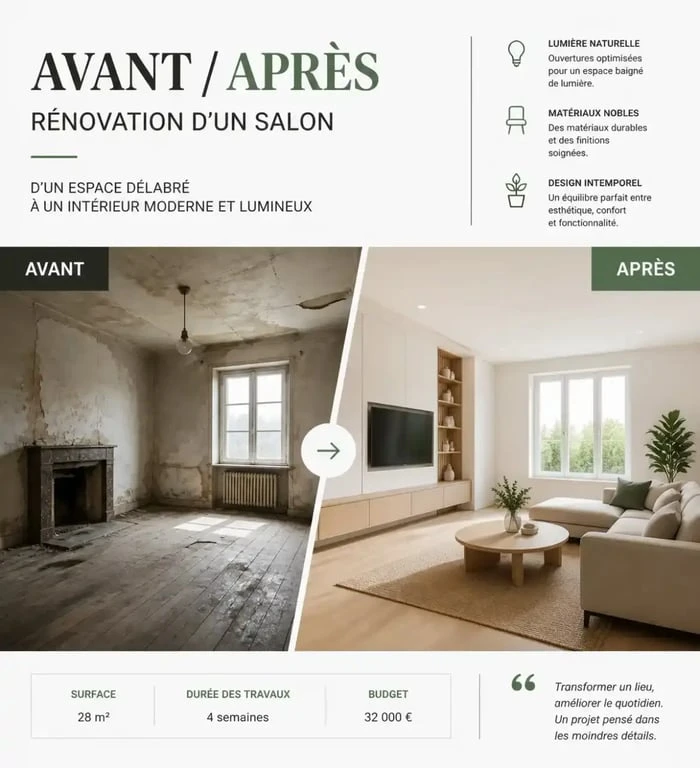 Vendre maison avec travaux : visualisation avant après d'une rénovation pour aider à la projection des acheteurs