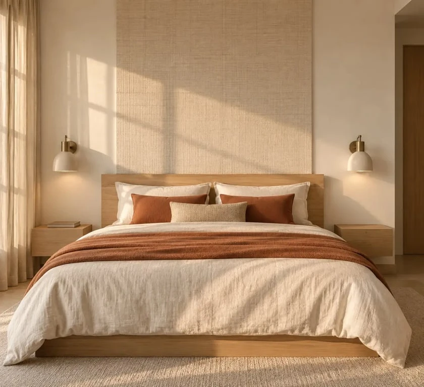 Décoration de chambre pour decorer un mur blanc avec bois et textile