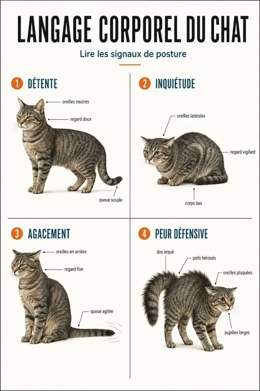 Chat et comportement : comprendre les positions de la queue, des oreilles et du corps