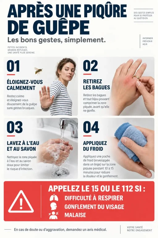 Que faire en cas de piqûre de guêpe : gestes immédiats et signes d’alerte