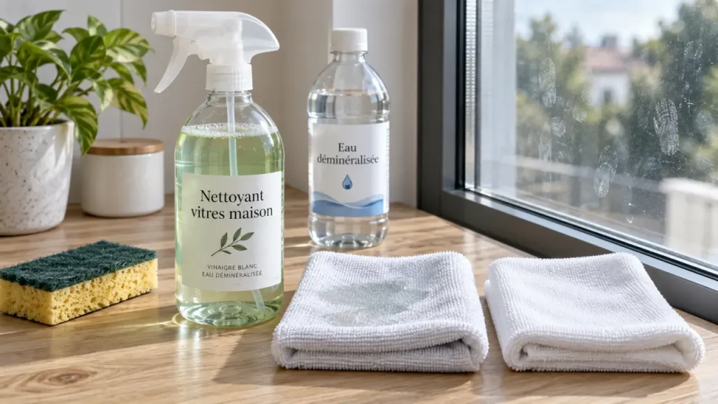 Le nettoyant à vitre maison sans traces dépend surtout du séchage Nettoyant à vitre maison sans traces : séchage, vaporisateur et microfibres sur verre