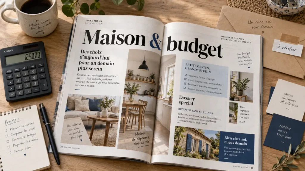 Un magazine de vie pratique se choisit selon vos sujets, votre support et votre budget Vie pratique magazine maison et budget, calculs sur table
